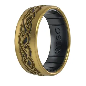 Enso Elven Weave Rings - DualTone Silicone - Gold/Black - Size 11