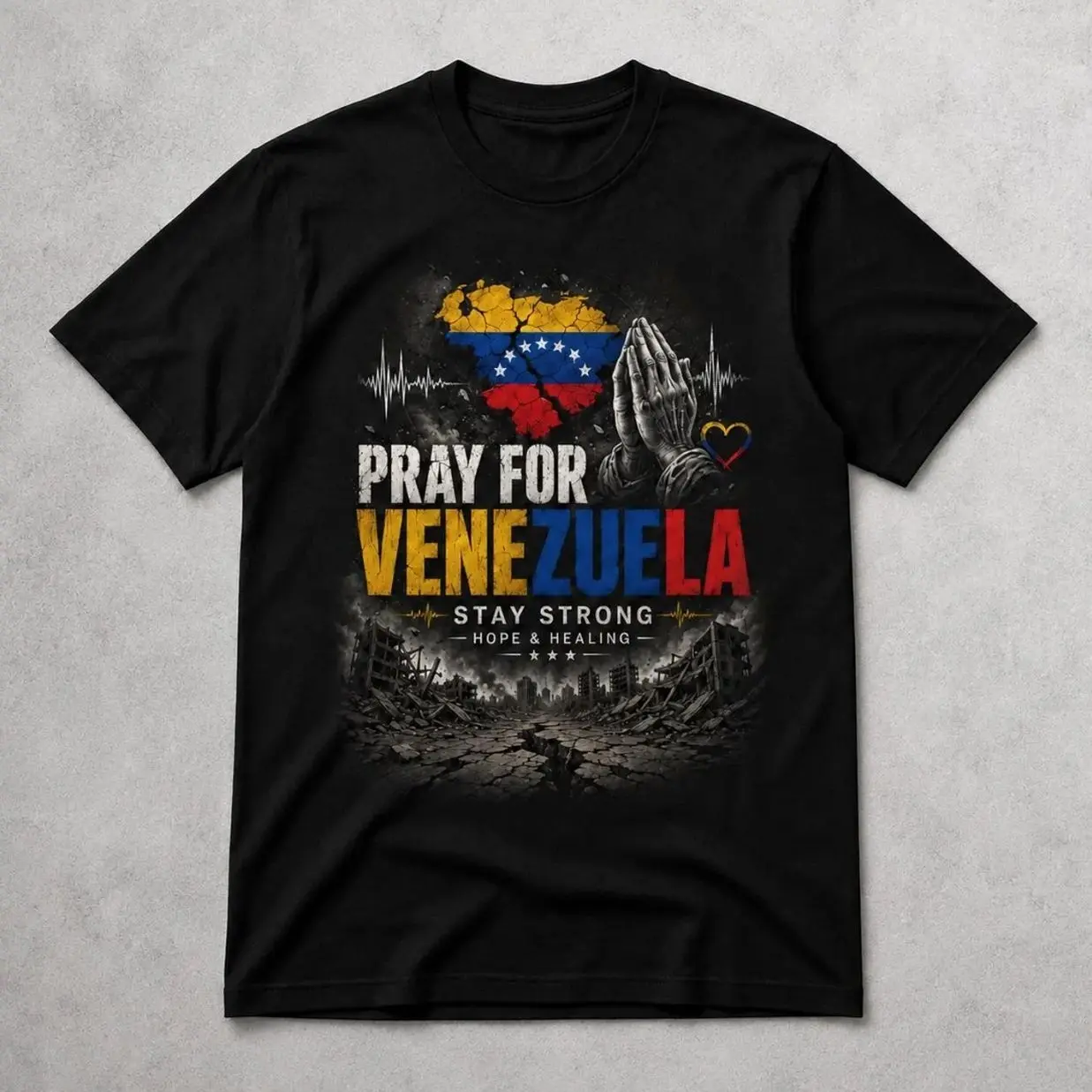 Comfort Colors Venezuela Pray Shirt, Praying Hands Venezuela Flag Tee, Venezuelan Heritage Gift, Stand With Venezuela Unisex T-Shirt Unisex Menswear Womenswear Graphic Tops IS2