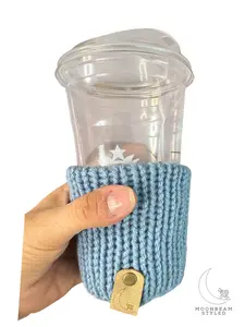 Handmade Knit Cup Cozy Slate Blue