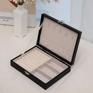 Jewelry Storage Box, Trendy Accessory Organizer, Single Layer Portable Lightweight Leather Jewelry Ring Earring Holder, Essential for Jewels, Gift