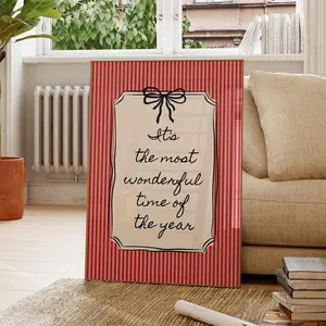 It'S The Most Wonderful Time Of The Year Print Whimsical Christmas Art Holiday Winter Poster Trendy Xmas Vintage Retro Stripes Cozy Art Gift