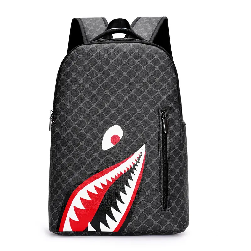 Shark Pattern Fashionable Men's Backpack - Large-Capacity Business Travel & Daily Use Functional Bag