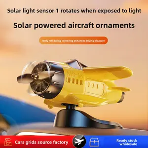 New Car Ornaments Solar-Powered Rotating Airplane Car Dashboard Decorations Creative Car Interior Ornaments Wholesale