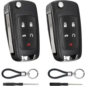 Key Fob Case Replacement 5 Button for Chevy Cruze Camaro Impala Equinox GMC Terrain Buick Regal Lacrosse 2010 2011 2012 2013 2014 2015 2016 2017 Keyless Entry Remote Control Car Key Fob Shell - 2 Pack