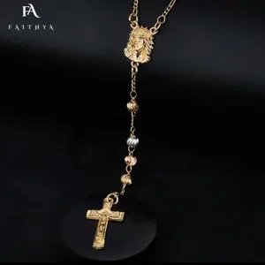 FN0001 Solid Reputation Rosary Necklace 6MM Beads mystical Centre Divine Mercy Jesus Medal Catholic Necklace