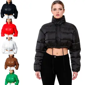 Cropped Puffer Jackets for Women - Women's Puffer Coat with Stand Collar- Cute Fashion Short Crop Puffy