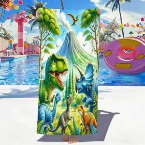 Cute Cartoon Dinosaur Beach Towel, Lightweight, Soft and Portable. Quick-Drying Towel for Pools, Beaches, Gyms, Picnics, and Multi-Purpose. Can Also Be Used As A Nap Blanket. Suitable for Boys, Girls and Teenagers.