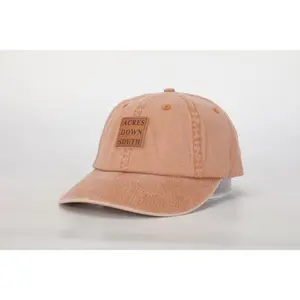 Acres Down South ADS Pro Casual Hat - Washed Cotton, Leather Patch, Hook Closure, Adjustable Size, Full Back Design, Rust Color