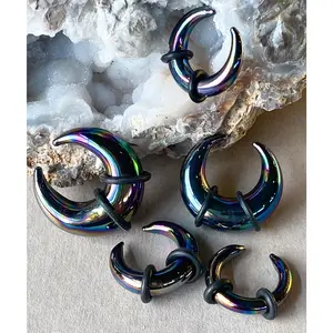 PAIR of Stunning Black Lucifer Glass Buffalo Tapers with O-Rings - Expanders - Gauges 6g (4mm) thru 00g (10mm)