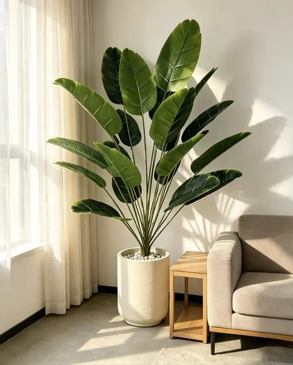 [18Leaf] EverGlow Large Decorative Artificial Tropical Bundle - Faux Banana Tree, Bird of Paradise Silk Plant, UV-Resistant Real-Touch Palm Fronds, Plant Decor for Indoor Garage Wardrobe Juneteenth Accent, Apartments