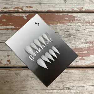 Handmade False Nails, Ice Dragon Armor, Detachable Cat Claw Design, Glossy Finish, Medium Length, Soft Style, Whitening Effect