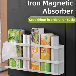 Magnetic Spice Rack for Refrigerator, Magnetic Storage Box, Kitchen Organizer, Food Wrap Holder, Space-Saving Basket