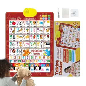 Bilingual English-Spanish Talking Alphabet Poster - Foldable Screen-Free Early Learning Toy for Toddlers, ABC & Number Chart with Music & Quiz Mode