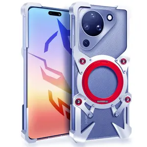 Magnetic Mechanical Metal Case for Huawei Pura 90 Pro Max/Pura80Ultra/Pura70pro+/P60art, Shockproof Bumper Protective Cover with MagSafe Compatibility, Sci-Fi Armor Style Phone Case, Heavy Duty Drop Protection for Men Boys Hard Phone Cover
