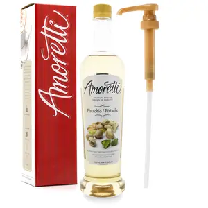 Premium Pistachio Syrup - 94 Servings Per Bottle (750 ml), Perfect for Flavoring Coffees, Cocktails, & other Beverages, Gluten Free, GMO/GEO Free, Preservative Free, Pump Included