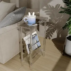Acrylic Narrow Edge Table, 1 Piece Magazine Rack Modern Side Table, Slim End Table for Living Room and Bedroom Use, Home Organizer