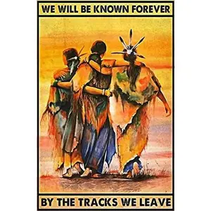 8x12 Inches Metal Tin Sign Retro Wall Decor We Will Be Known Forever by The Tracks We Leave Vintage Metal Sign Garden Decoration Farmhouse Decorative Wall Art Decor Home Coffee Bar Signs