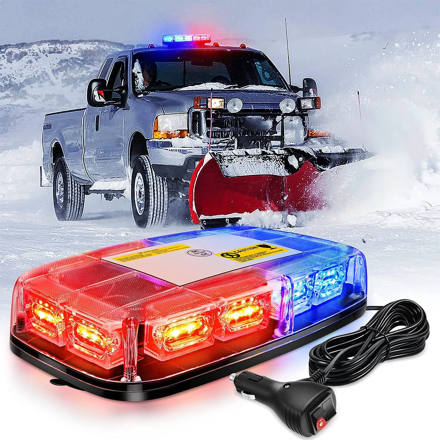 Nilight 12-Inch Roof Top Strobe Bar, 48-LED Hazard Safety Accessory with Strobe Light Module, Magnetic Mount, 12V-24V LED Car Ambient Light for Construction Vehicles