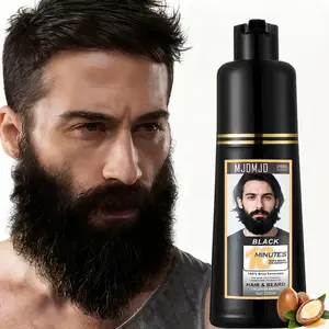 Men's Long-Lasting Black Hair Dye Shampoo instant & Root Touch Up for Gray Coverage - 10 Minute Natural Beard & Mustache Coloring Shampoo 3-in-1 Haircare