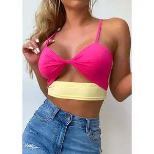 Crop Twist in Hot Pink & Lemon