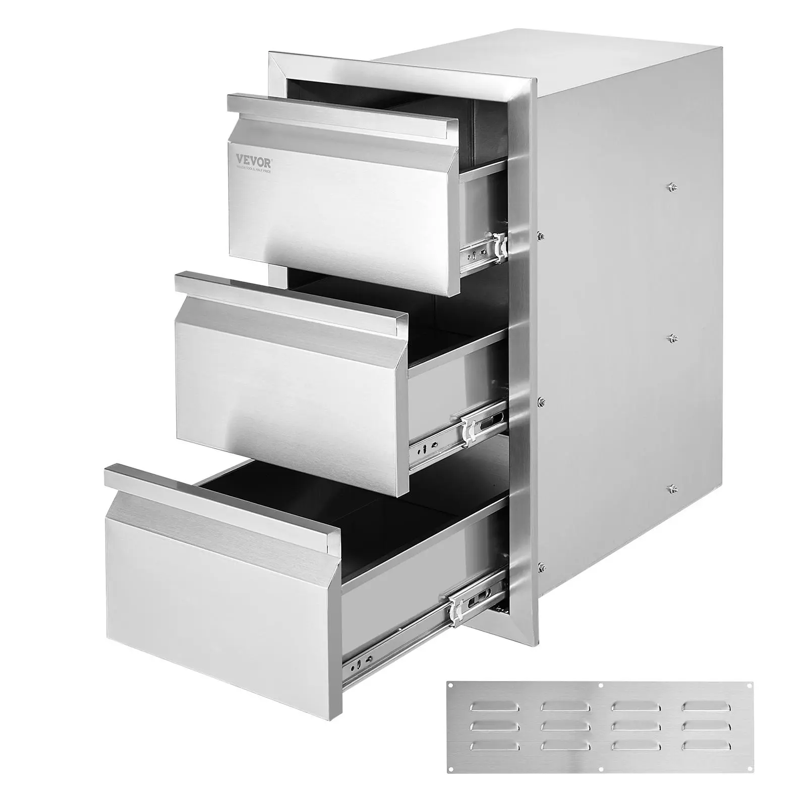 【SummerFinds】VEVOR Outdoor Kitchen Drawers 14.7\" W x 25.4\" H x 18.7\" D,  Box Frame Style Flush Mount BBQ Drawers with Stainless Steel Handle, BBQ Island Drawers for Outdoor Kitchens or Patio Grill Station