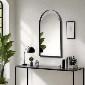 Freya Aurelia Double Arched Black Edge Wall Mirror| Living Room Wall Decor| Bathroom Mirror| Wardrobe Mirror