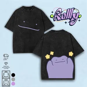 Vintage Ditto cute style Anime Double Oversized Washed Tee Unisex Anime Lover Cotton Fabric men gifts merch Stylish Clothes Streetwear Relaxed Fit