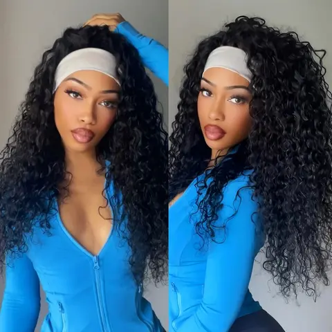 UNICE Female Human Hair Full Machine Wig - Beginner-Friendly Headband Wig with Elastic Lace Headband, Adjustable Strap, Drawstring for Security, Glueless Design, Heat Resistant, 14-24 In Secure Fit
