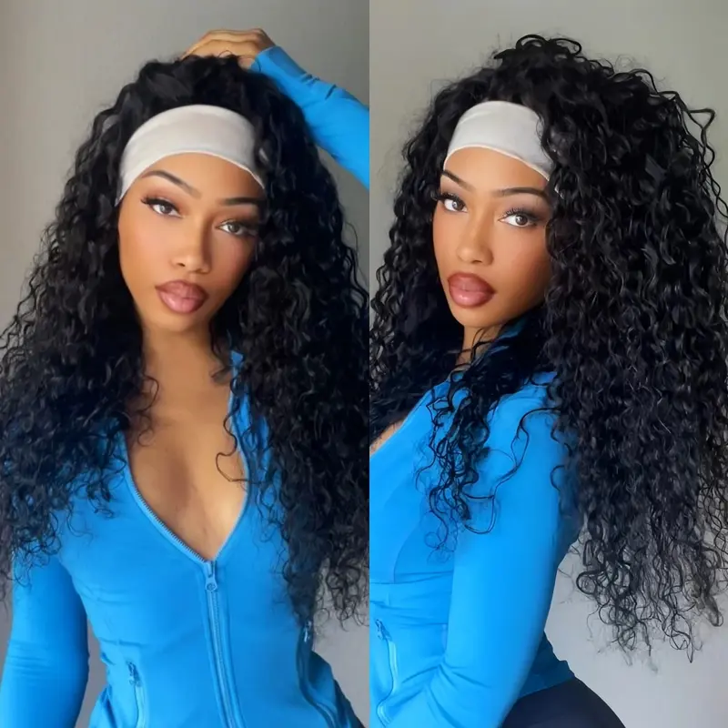 UNICE Female Human Hair Full Machine Wig - Beginner-Friendly Headband Wig with Elastic Lace Headband, Adjustable Strap, Drawstring for Security, Glueless Design, Heat Resistant, 14-24 In Secure Fit
