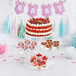 4 Tier Cupcake Stand Acrylic Cupcake Tower Stands for 50 Cupcakes Round Dessert Table Display Set Tiered Tray Stand Clear Serving Tray Cake Stands for Party Wedding Birthday Kit