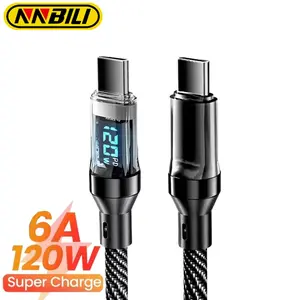 Nbnbi 120w A-C/c-C LED Data Charging Cable, USB C Powered, Cellphone, Real-Time Display Digital Screen, Not Compatible with Xiaomi/samsung/iPhone