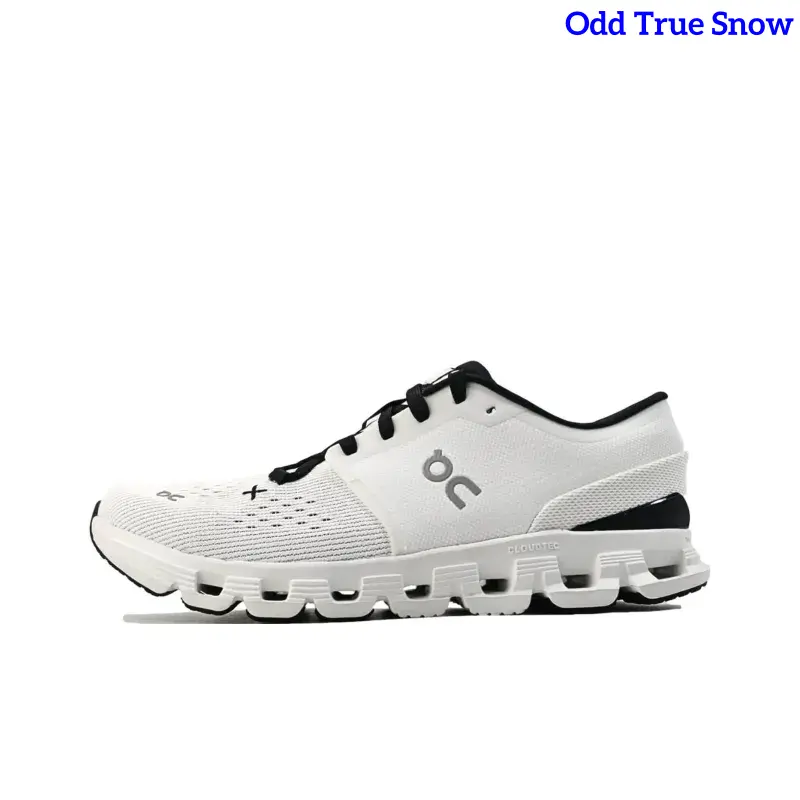 Low Top White Black Contrast Performance Running Sneakers Breathable Perforated Knit Mesh Segmented Hollow Flexible Cushion Outsole Light Shock Absorbing Unisex Gym Jogging Urban Daily Comfort Athletic Footwear
