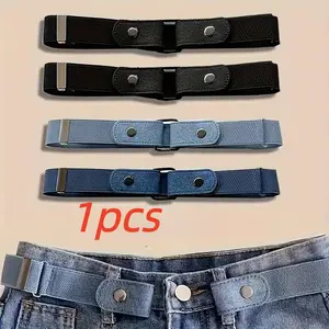 Adjustable Elastic Waist Belt, No Buckle Design, Invisible Stretch, Unisex Slim Fit, Suitable for Jeans, Comfortable and Flexible