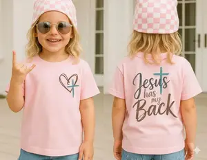 Retro Jesus Has My Back Youth Shirt, Religious Boho Christian Youth T-shirt, Sweatshirt Unisex Youth Size XS-XL