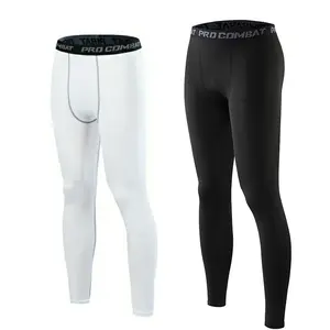 Sports leggings men's high-elastic quick-drying pants running leggings compression training basketball football nine-point leggings Waisted Soft Workout