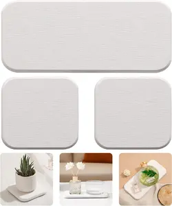3PCS Water Absorbing Stone Tray for Sink, Diatomaceous Earth Stone Drying Tray, Fast Drying Stone Soap Tray & Toothbrush Holders for Bathroom Counter,