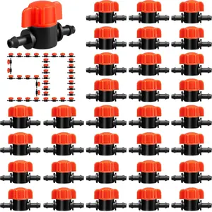 1/4" Drip Irrigation Valve:50 Pack Drip Irrigation Shut Off  Valve Fits 1/4 Inch Drip Irrigation Tubing Drip Line Cut Off Valve for Garden Lawn Irrigation System