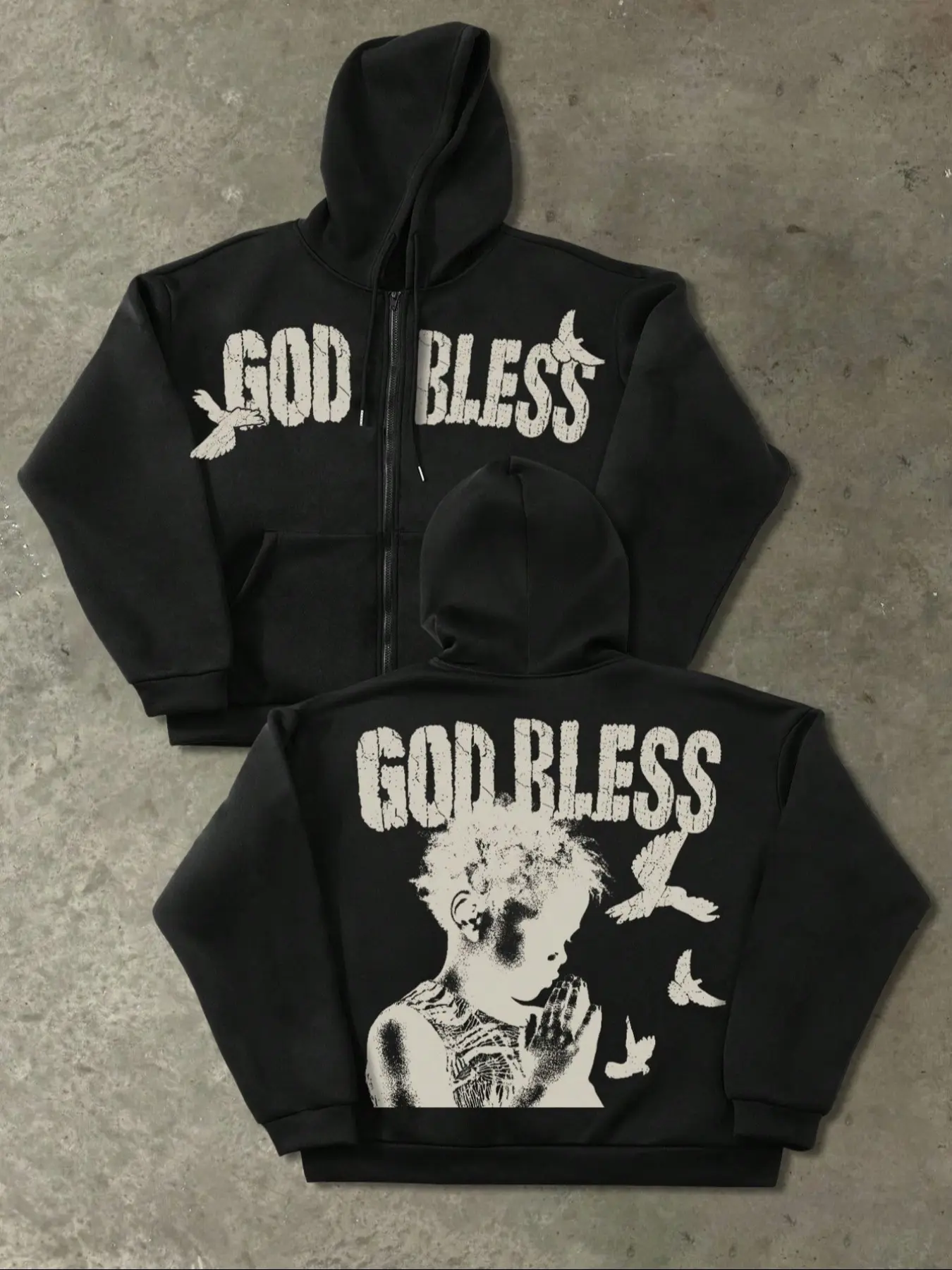 Men's Prayer Graphic Print Faith Inspired Hoodie, Casual Loose-Fit Long Sleeve Pullover, All-Season Thick Fabric, Fashionable Daily Wear Top