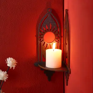 Simple Wooden Wall Decor Sun Moon Storage Corner Rack, DIY Assembly Floating Shelf, Wall Mounted Shelf, Home Wall Decoration, Candle Holder, Valentine's Day Wedding Anniversary