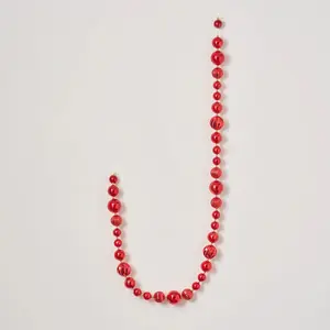 Red Mercury Ball Christmas Ornament Holiday Garland - 5 Foot