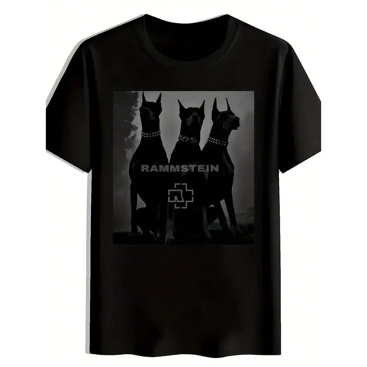 Men'S Rammstein Dogs TShirt Black Short Sleeve Breathable Polyester Durable Dad Tee Cotton Fabric