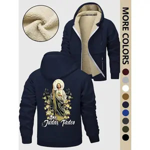 Men's Jjebradley Sport Jacket, Religious Floral Pattern, Zipper Fashion Hoodie, Casual Comfortable, Ideal for Sports and Leisure, Zip Up Jackets
