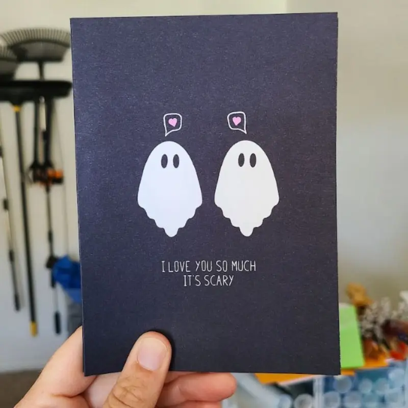 1pc Ghost Anniversary Card for Husband, Spooky Valentine's Day Card for Boyfriend, Funny Halloween Card for Girlfriend, Unique Gift Ideas