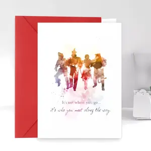 1pc, Wizard of Oz Watercolor Silhouette Greeting Card with Envelope, Inspirational Quote, Perfect for Birthdays, Christmas, Funny & Uplifting, Personalized Paper Card for Friends, Family & Loved Ones