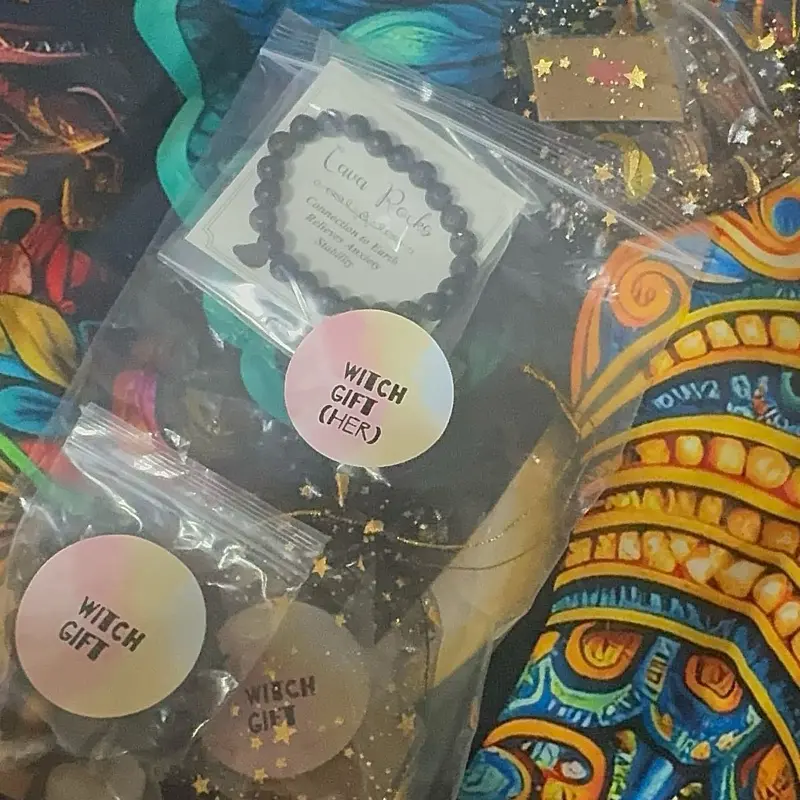 Witch Gift Set for Witches- Includes Beaded Bracelet, necklace, quartz, and "Witch Gift" message. Pocket quartz and oil quartz.