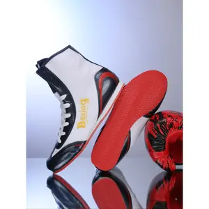 Men's High-Top Boxing Shoes, Breathable Mesh Upper, Durable Material, Ankle Support & Grip, Ideal for Wrestling & Street Style