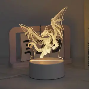 3D Dragon Design Night Light, USB Powered Creative Desktop Lamp, Decorative Light for Home Bedroom, Living Room, Office, LED Lights