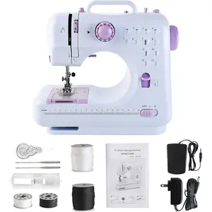Sewing Machine for Beginners & Kids, Mini Sewing Machines with 12-in Patterns, 2-Speed Foot Pedal, Perfect for Teaching Daughter Granddaughter to Sew(with Basic Sewing Kit)