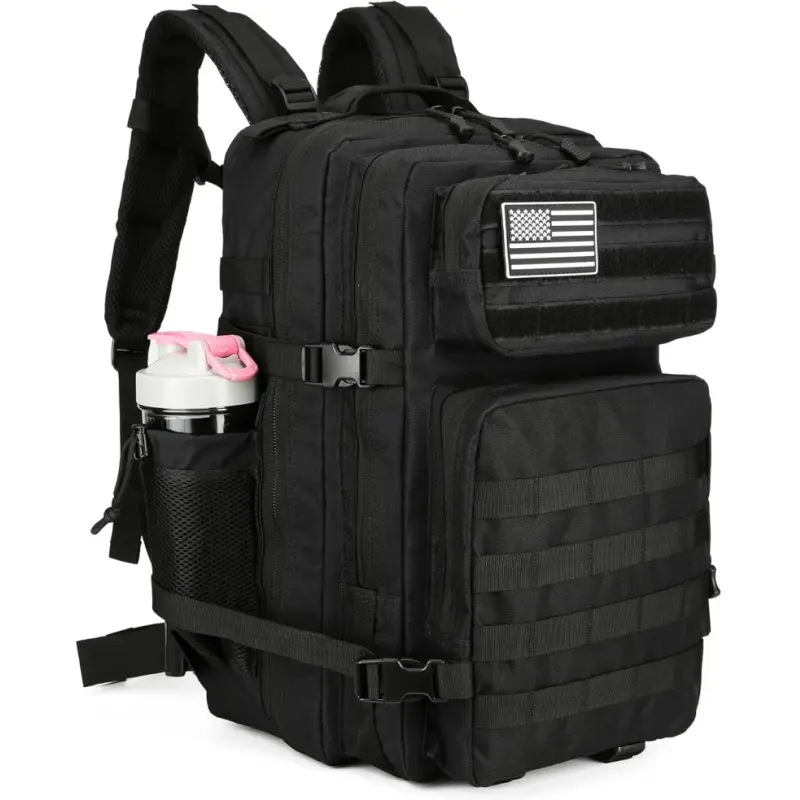45L Heavy Duty Backpack for Adults, Solid Tactical Molle Rucksack with Side Pockets for Outdoor Sports, Hiking, and Travel