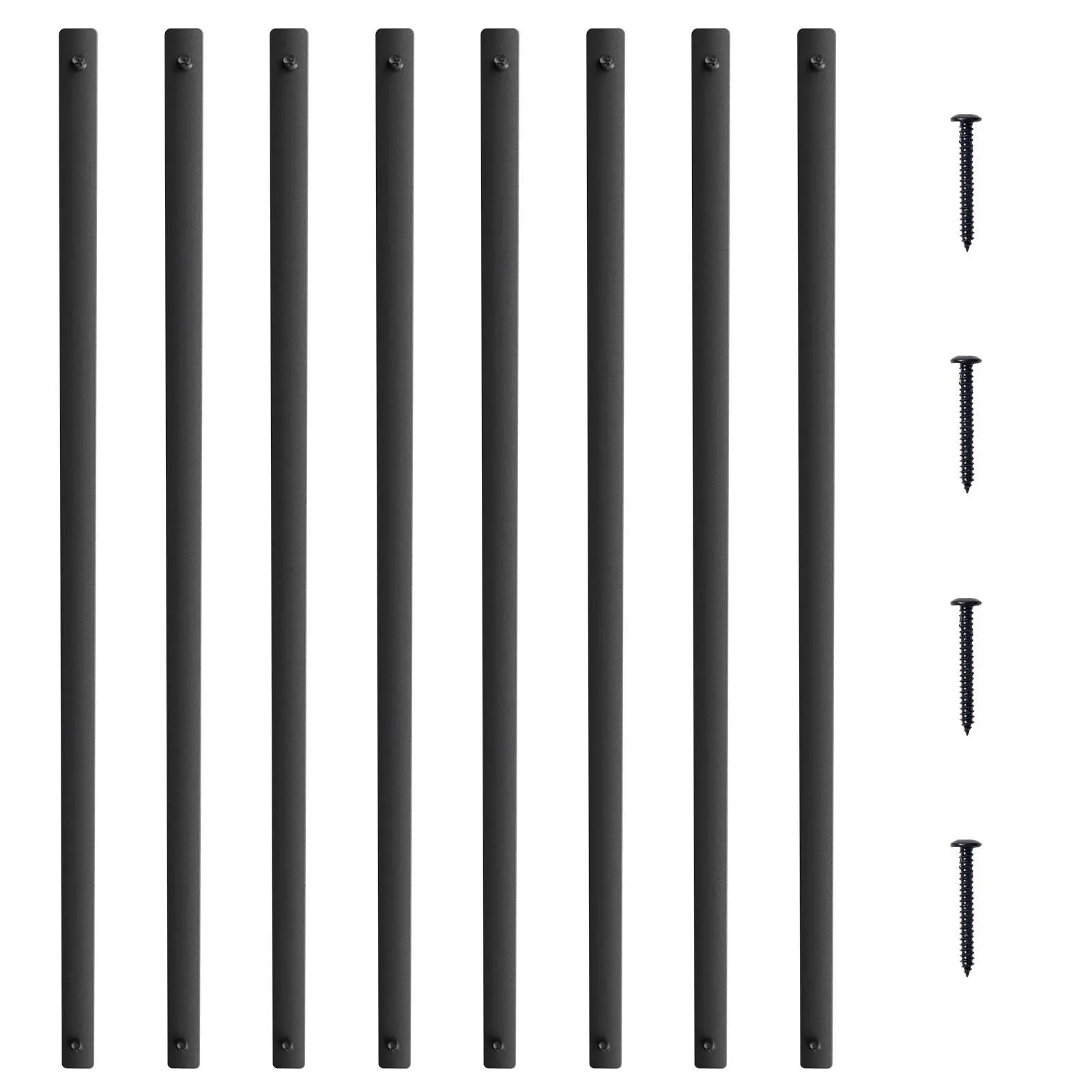 VEVOR 51-Pack Staircase Metal Balusters Kit, 32.28in x 1in Flat Profile Aluminum Alloy Decorative Spindles, Satin Black Powder Coated Hollow Railing Support with Screws for Fences, Outdoor Porch Decor#SohoChic